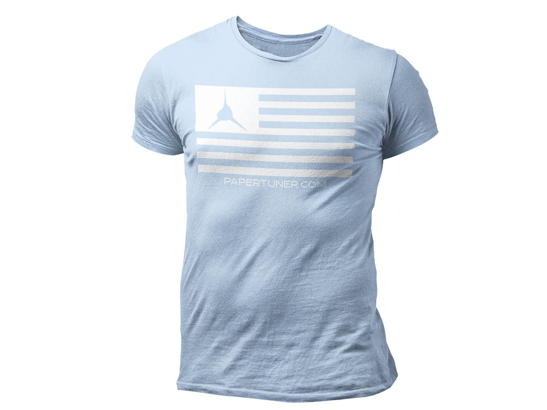 Light Blue Paper Tuner Flag T-Shirt