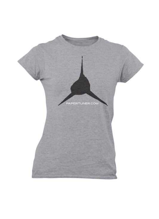 Womans Grey Bullet Hole Paper Tuner T-Shirt