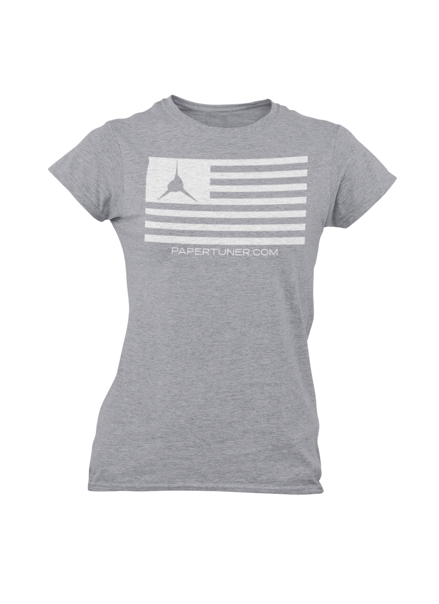 Womans Grey Paper Tuner Flag T-Shirt