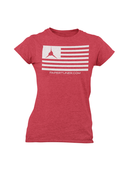 Womans Red Paper Tuner Flag T-Shirt