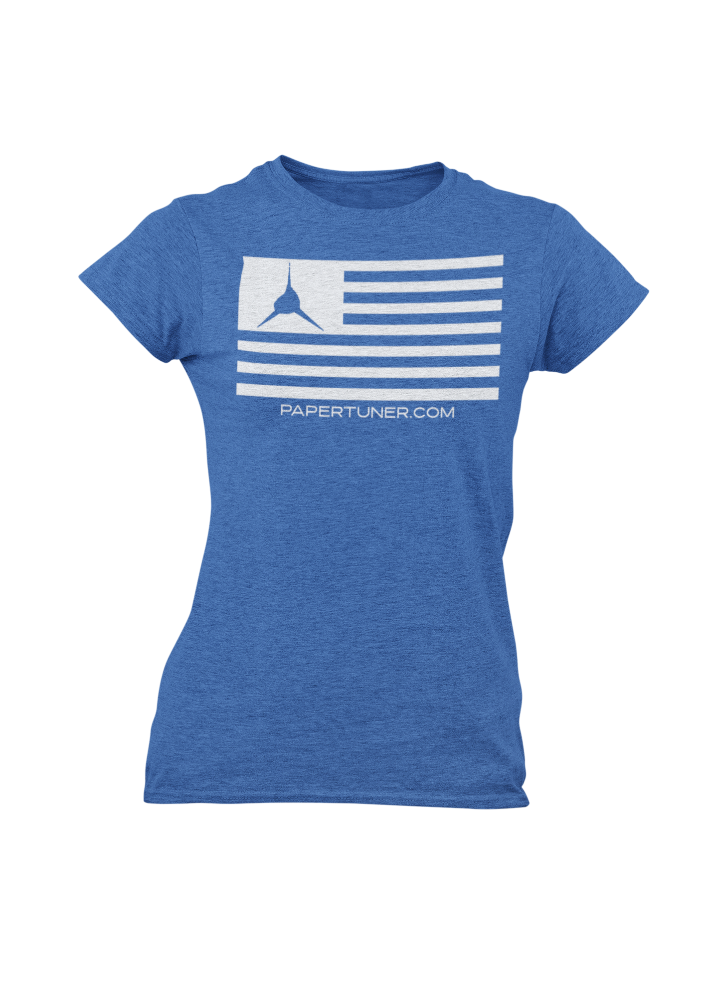 Womans Blue Paper Tuner Flag T-Shirt